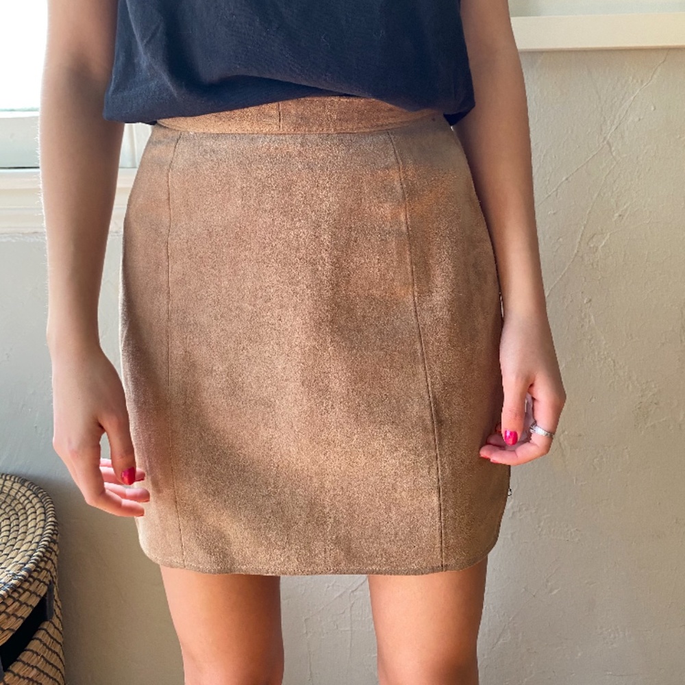 Reformation Light Brown Suede Skirt